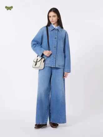 Brede jeans i bomuldsdenim, marineblå
