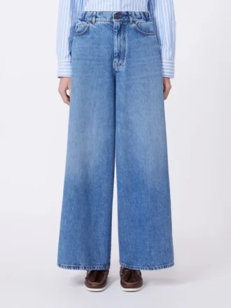 Brede jeans i bomuldsdenim, marineblå