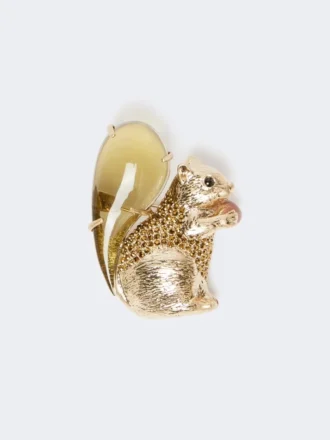 Broche i harpiks og glas, brun Broche i harpiks og glas, brun