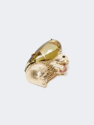 Broche i harpiks og glas, brun Broche i harpiks og glas, brun