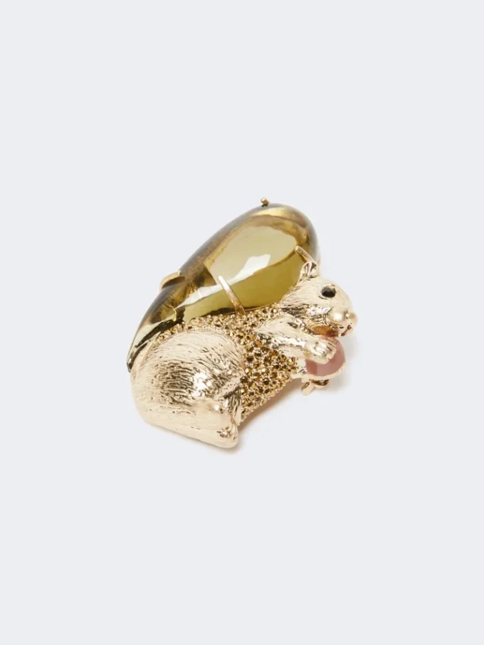 Broche i harpiks og glas, brun Broche i harpiks og glas, brun