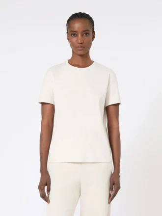 Broderet jersey-T-shirt, sand