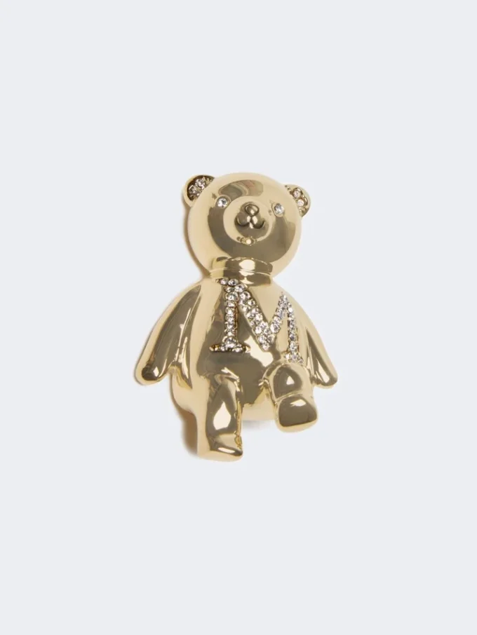 Brosche i form af en Teddy Bear i metal, hvid Brosche i form af en Teddy Bear i metal, hvid