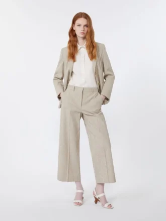 Blazer i bomuld og hør-seersucker, sand