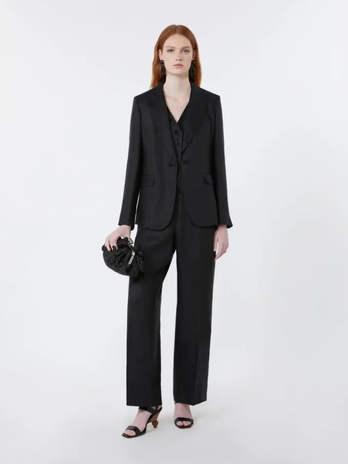 Blazer i hørlærred, sort Blazer i hørlærred, sort