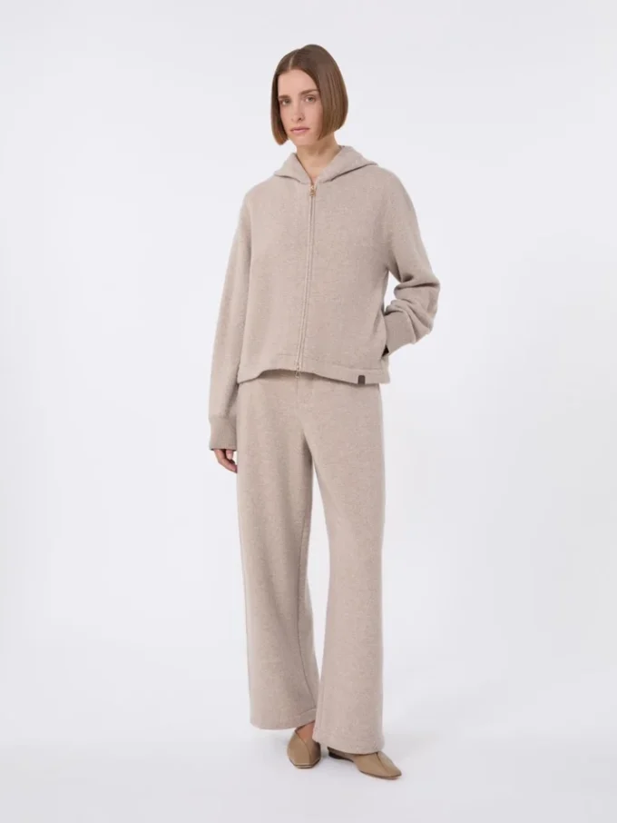 Bukser i kashmir og uldfleece, beige Bukser i kashmir og uldfleece, beige