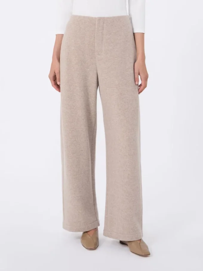 Bukser i kashmir og uldfleece, beige Bukser i kashmir og uldfleece, beige