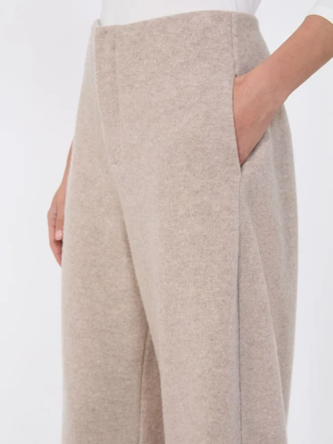 Bukser i kashmir og uldfleece, beige Bukser i kashmir og uldfleece, beige