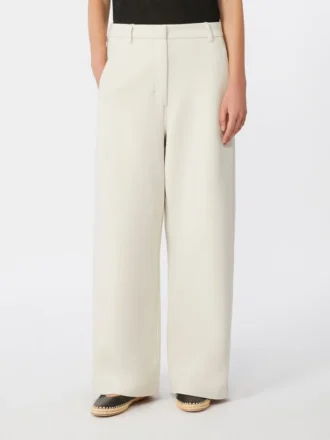 Bukser i scuba-jersey med lige pasform, beige Bukser i scuba-jersey med lige pasform, beige
