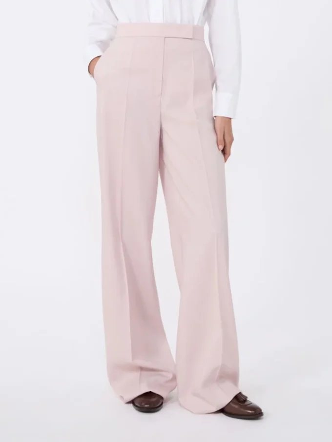 Bukser i uld, mohair og silke, beige-rosa Bukser i uld, mohair og silke, beige-rosa