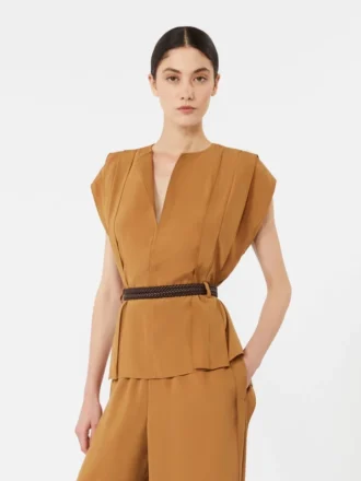 Cady-bluse med flæser, karamel