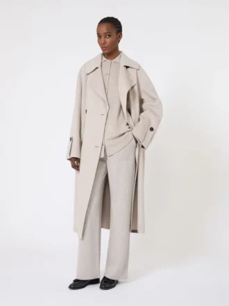 Cardigan i uld og kashmir, beige
