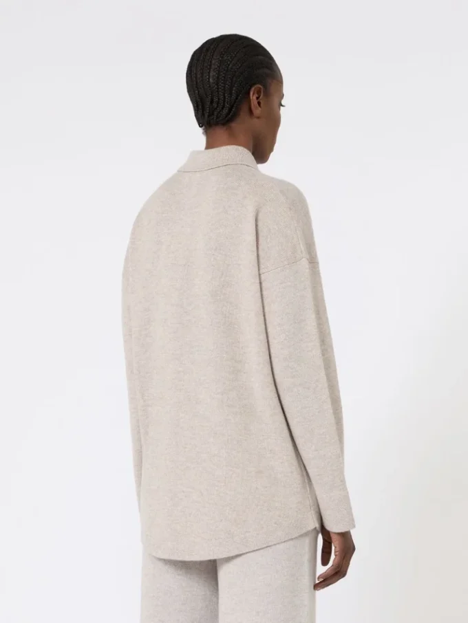 Cardigan i uld og kashmir, beige Cardigan i uld og kashmir, beige