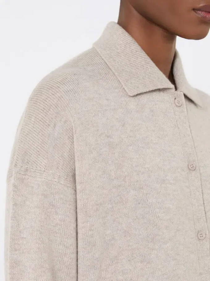 Cardigan i uld og kashmir, beige Cardigan i uld og kashmir, beige