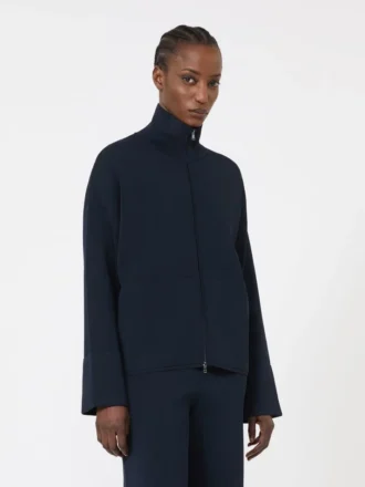 Cardigan i viskose-crepe, ultramarin