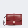 Clutch i glat læder, bordeaux Clutch i glat læder, bordeaux