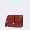 Clutch i glat læder, bordeaux Clutch i glat læder, bordeaux