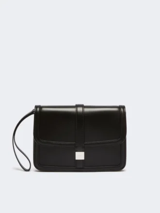 Clutch i glat læder, sort