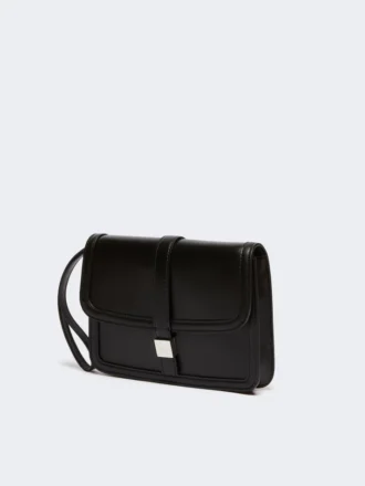 Clutch i glat læder, sort