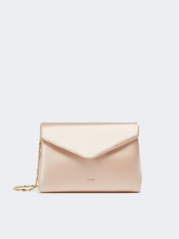 Clutch i viskose og silkesatin, farve: powder