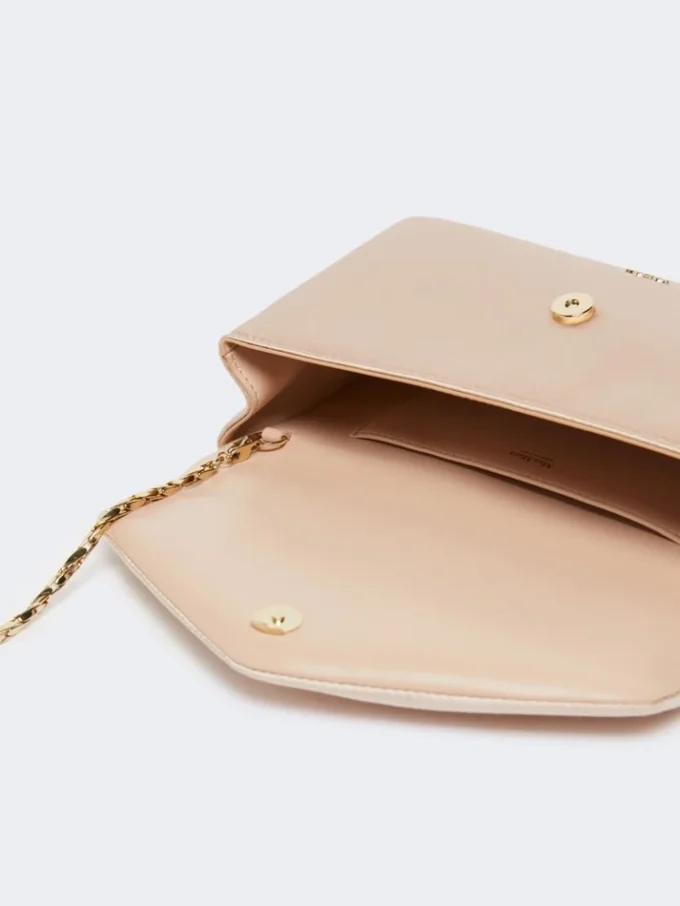 Clutch i viskose og silkesatin, farve: powder