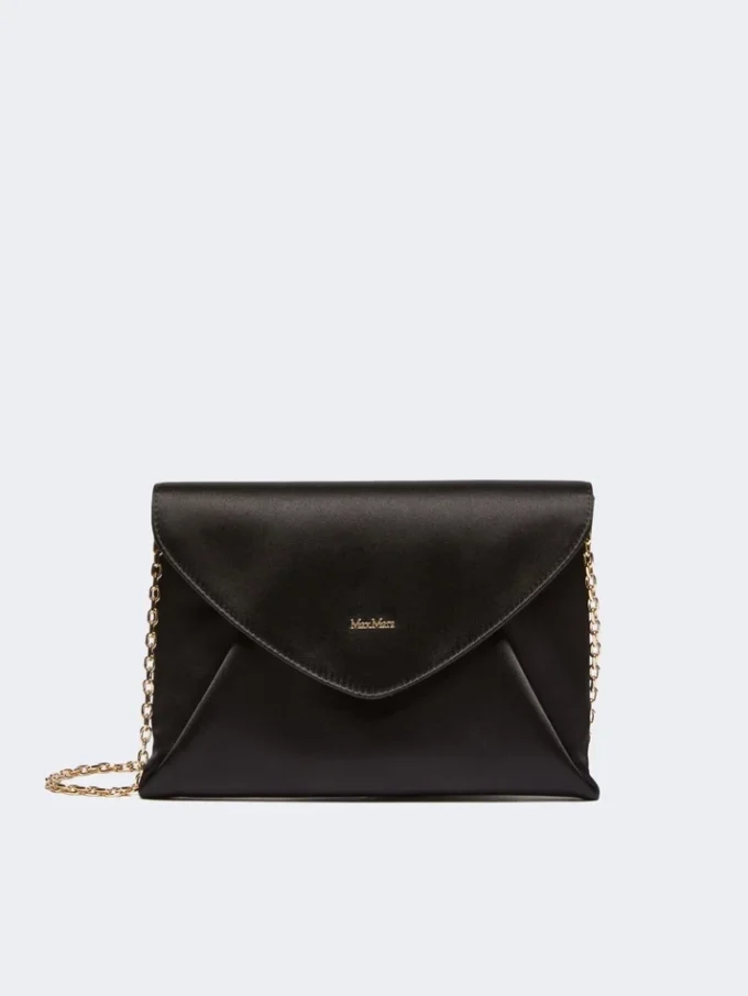 Clutch i viskose og silkesatin, sort
