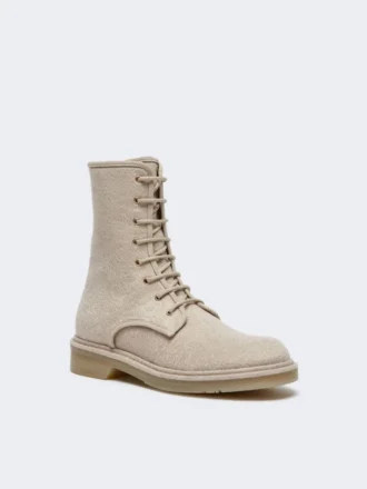 Combatstøvler i ren kashmir, beige