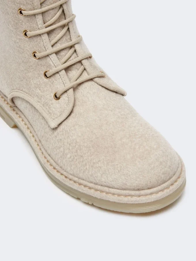 Combatstøvler i ren kashmir, beige Combatstøvler i ren kashmir, beige