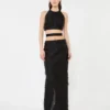 Midi-nederdel i silkejacquard, sort Midi-nederdel i silkejacquard, sort