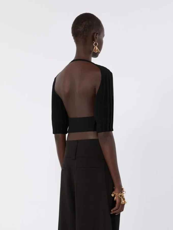 Crop top i stretchviskose, sort Crop top i stretchviskose, sort