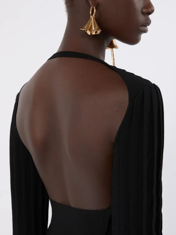 Crop top i stretchviskose, sort Crop top i stretchviskose, sort