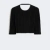 Crop top i stretchviskose, sort Crop top i stretchviskose, sort