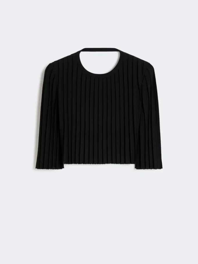Crop top i stretchviskose, sort Crop top i stretchviskose, sort