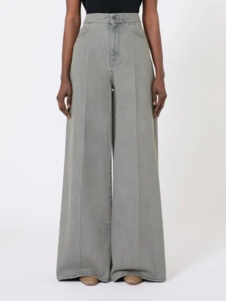 Denimbukser med brede ben, sort