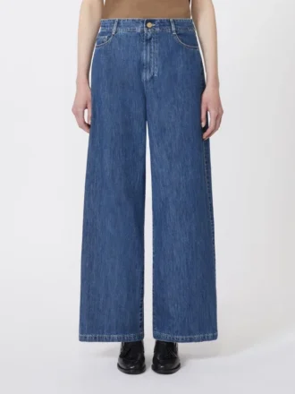 Denimjeans med brede ben, midnatsblå Denimjeans med brede ben, midnatsblå