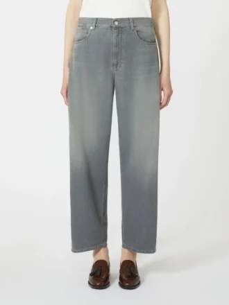 Denimjeans med tøndeformede ben, mellemgrå