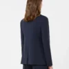 Dobbeltknappet blazer i stretchuld, marineblå Dobbeltknappet blazer i stretchuld, marineblå