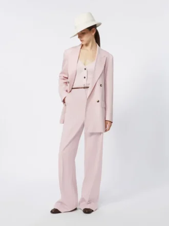 Bukser i uld, mohair og silke, beige-rosa
