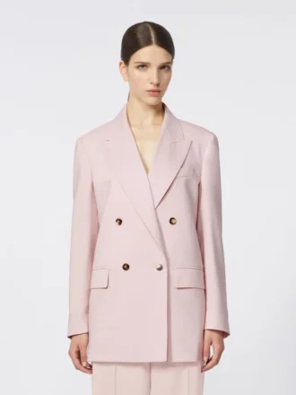 Dobbeltknappet blazer i uld, mohair og silke, beige-rosa