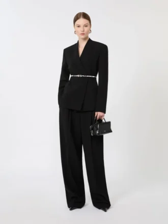 Dobbeltknappet cady-jakke med bælte, sort