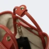 Ekstra lille marine taske i raffia-look med kurveflet, terrakotta