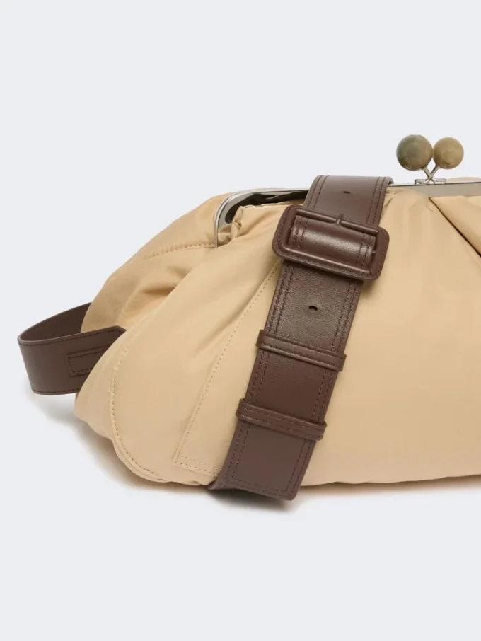 Ekstra stor, polstret pasticcino-taske i teknisk gabardine, beige