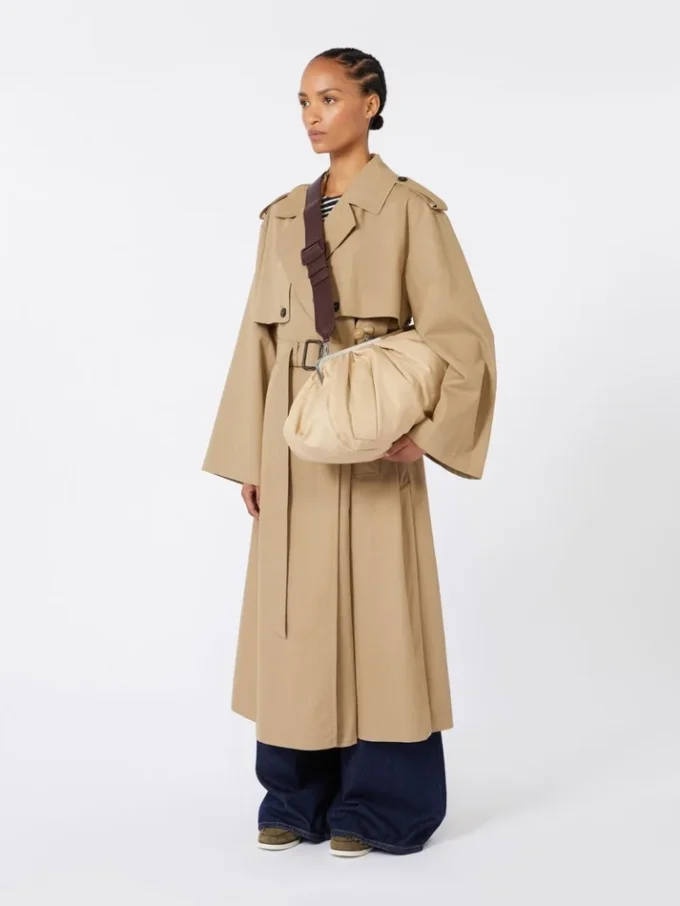 Ekstra stor, polstret pasticcino-taske i teknisk gabardine, beige