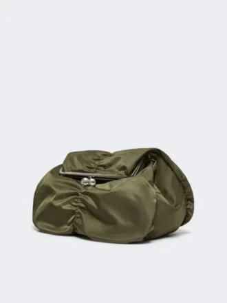 Ekstra stor teknisk gabardine Pasticcino-taske, salviegrøn