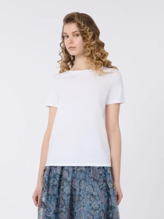 Enkel T-shirt i bomuldsjersey, hvid