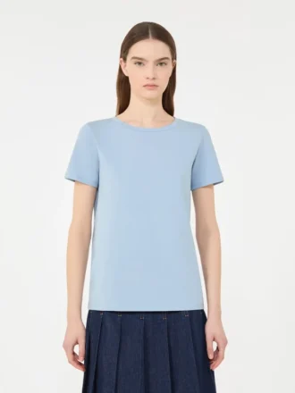 Enkel T-shirt i bomuldsjersey, lyseblå