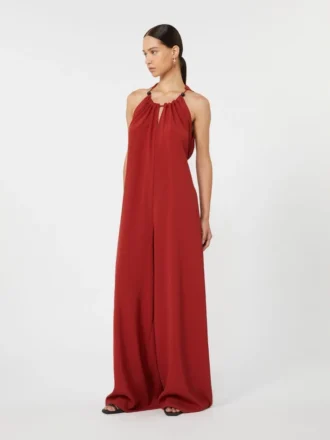 Faldende jumpsuit i envers-satin, rød