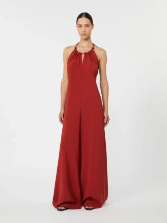 Faldende jumpsuit i envers-satin, rød
