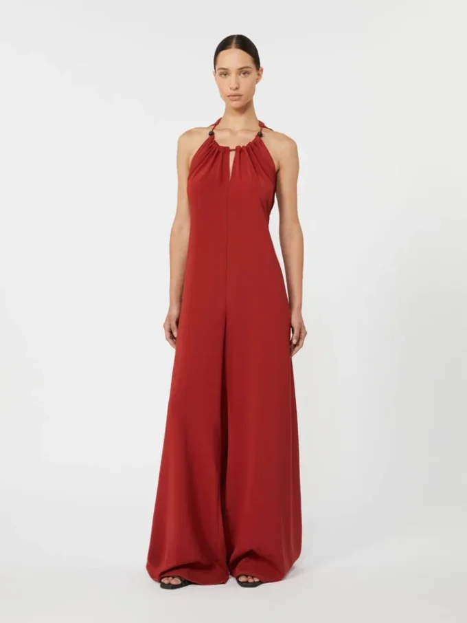 Faldende jumpsuit i envers-satin, rød Faldende jumpsuit i envers-satin, rød