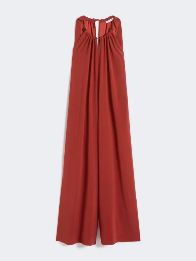 Faldende jumpsuit i envers-satin, rød Faldende jumpsuit i envers-satin, rød